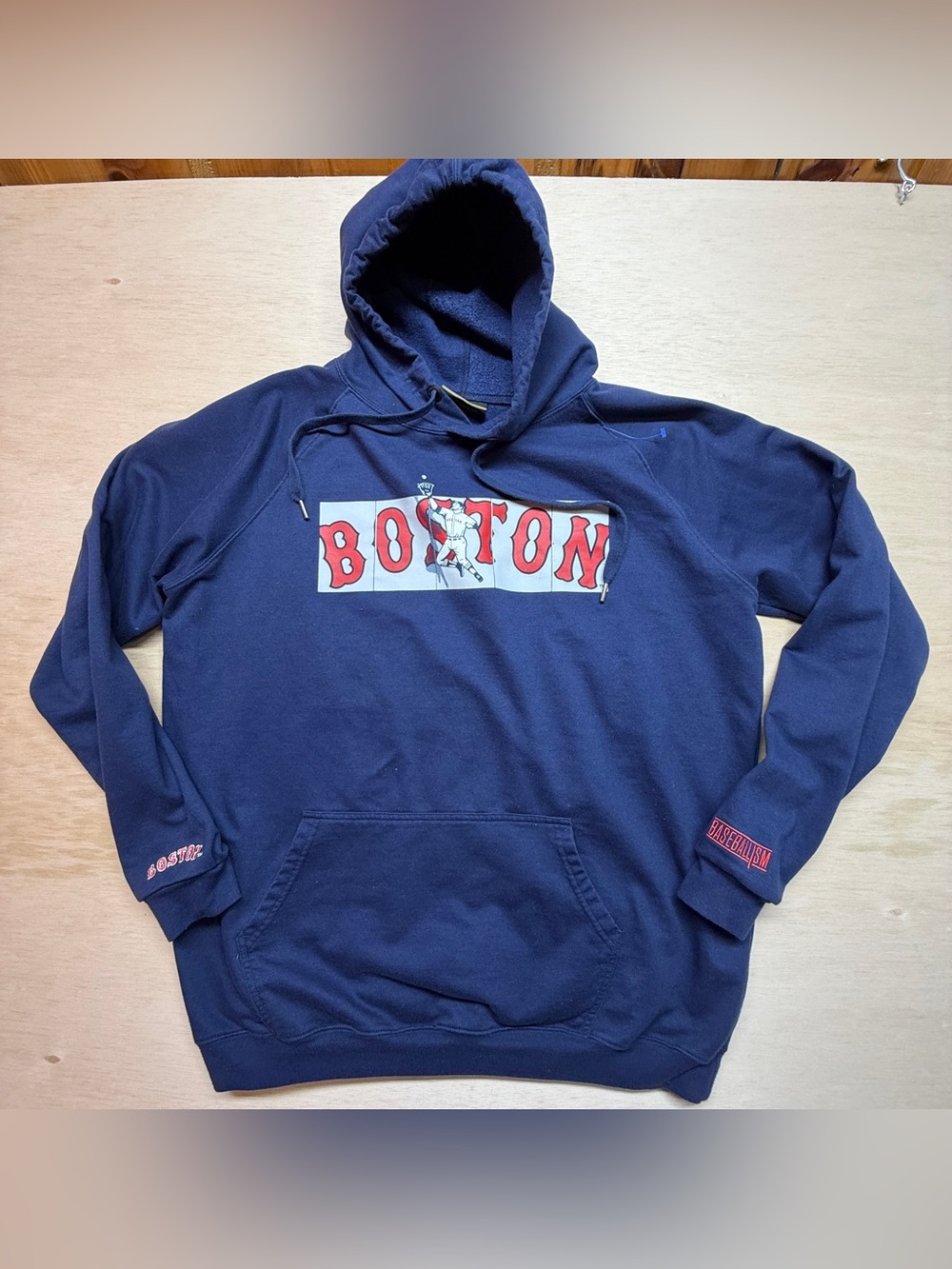 MLB Boston Red Sox Baseballism Outfield Hoodie Mens Large Navy Blue Pullover